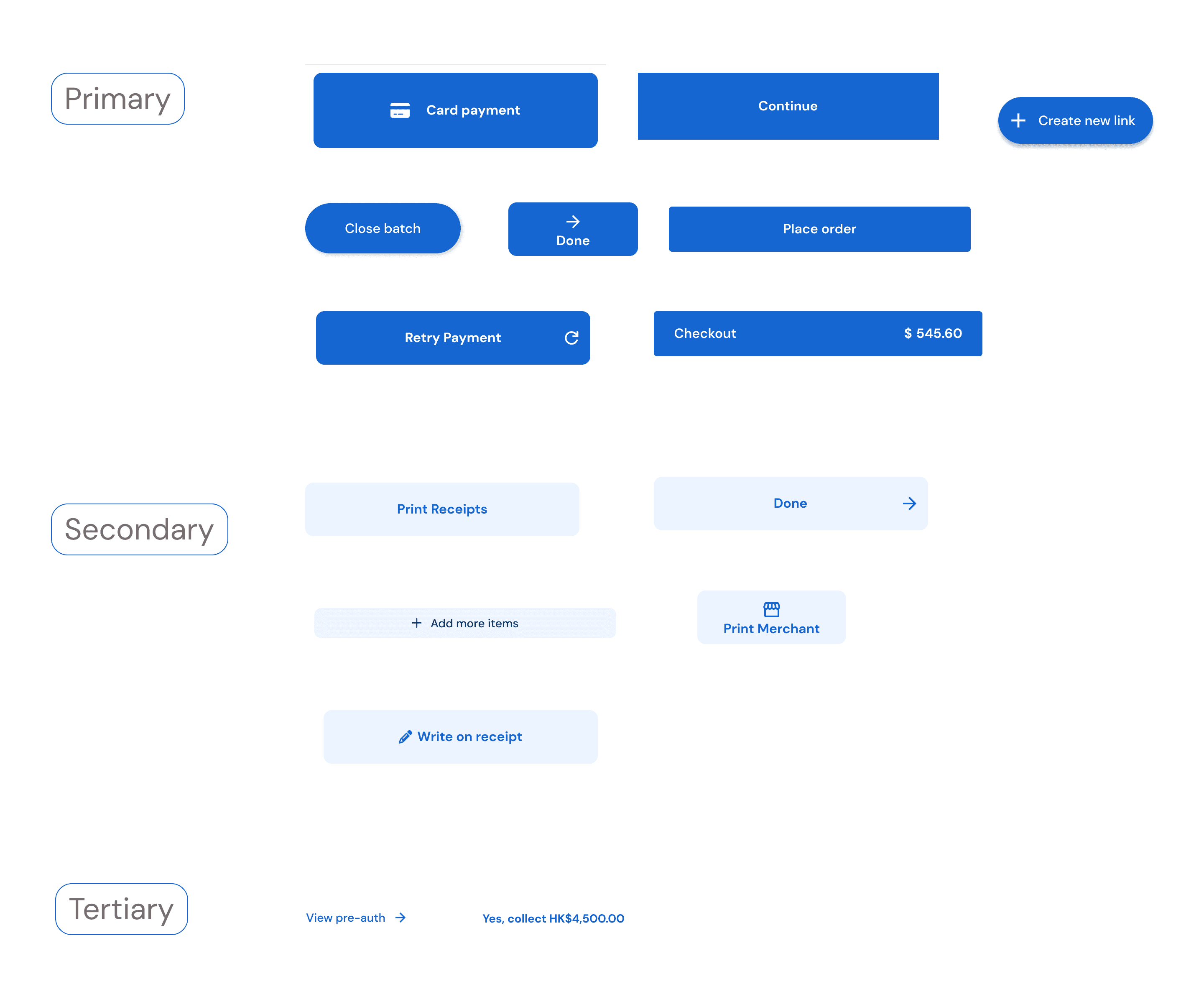 Button variants across terminal flows