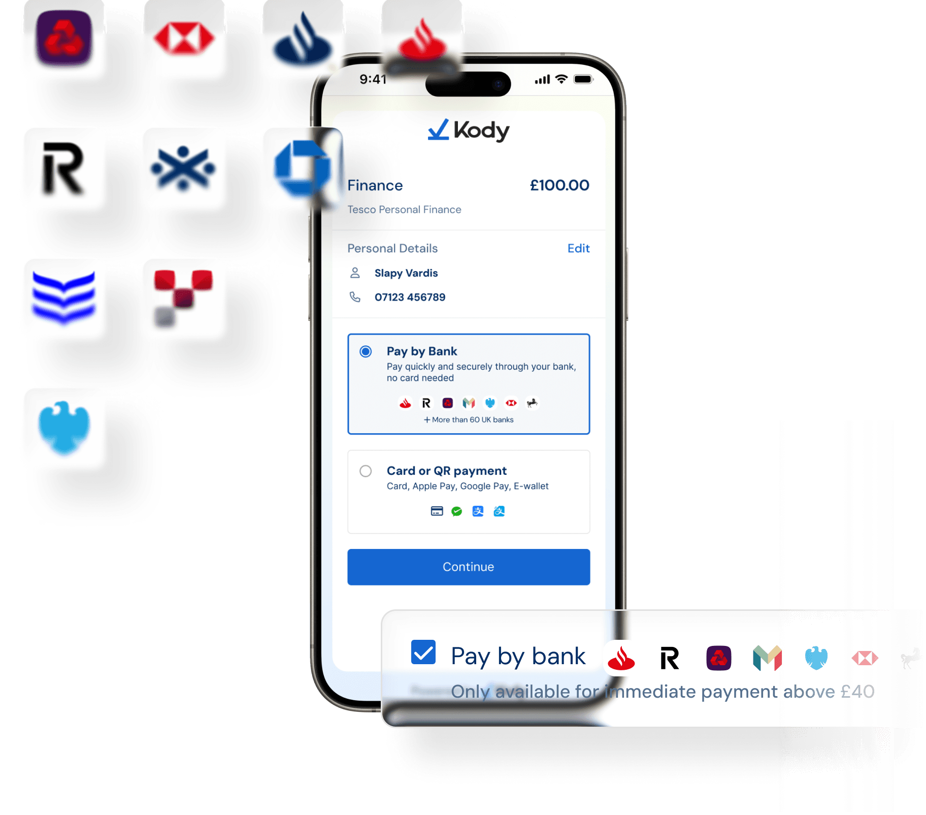 Kody Pay by Bank hero